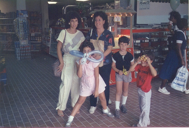 People playing around outside the store